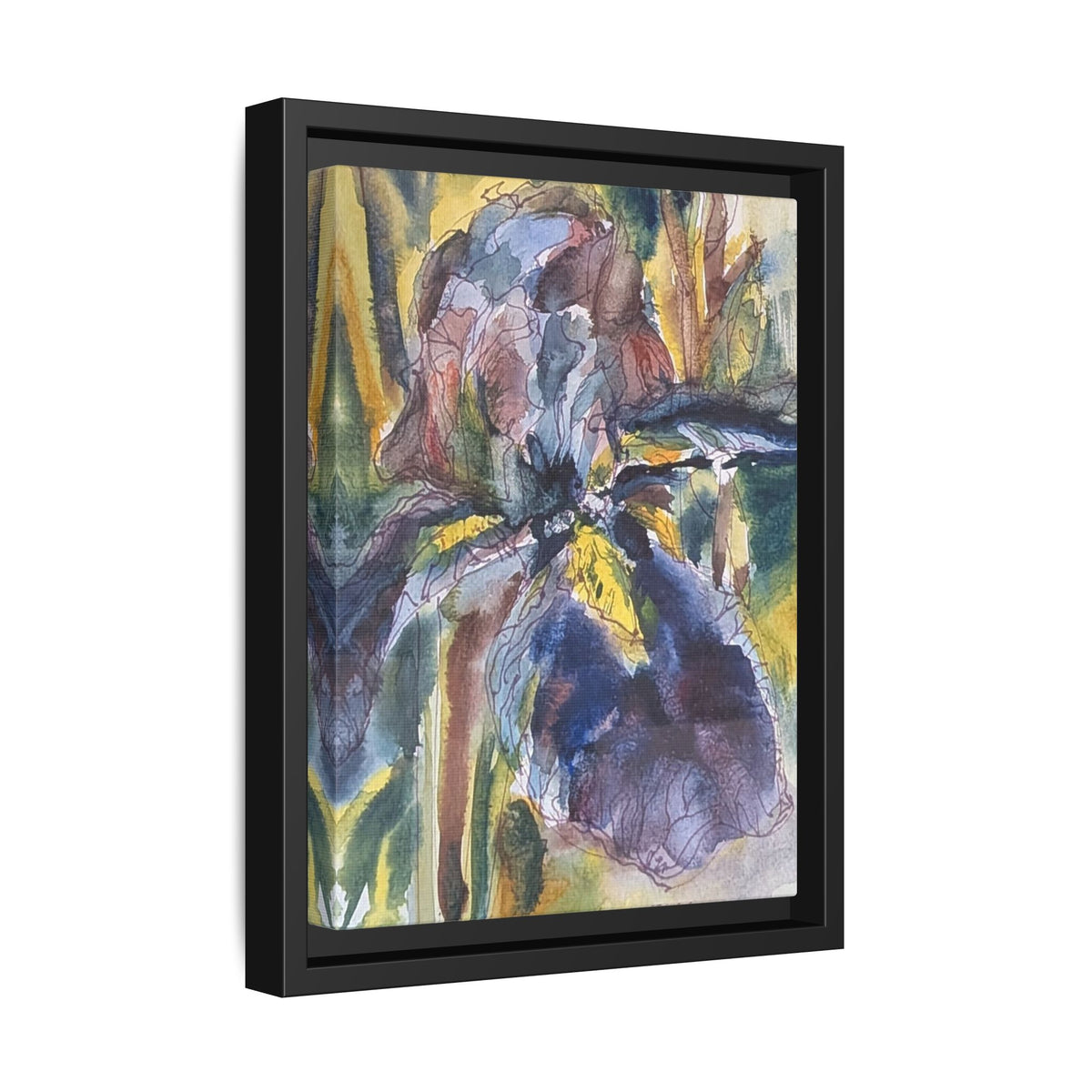 Framed Watercolor Iris Matte Canvas Wall Art