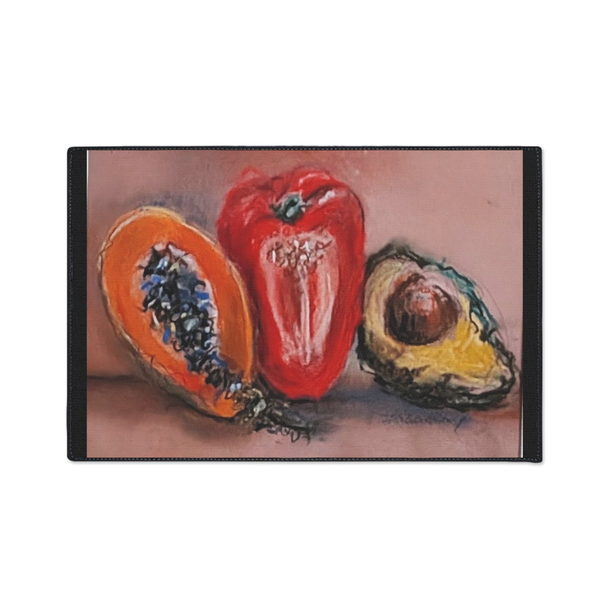 Heavy Duty Non-Slip Kitchen Floor Mat — A Trio of Papaya, Bell Pepper & Avocado Kitchen Rug