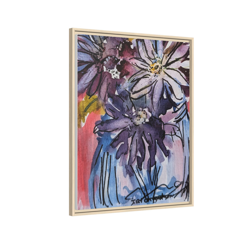 Dark Daisies Matte Canvas Framed | Floral Wall Art