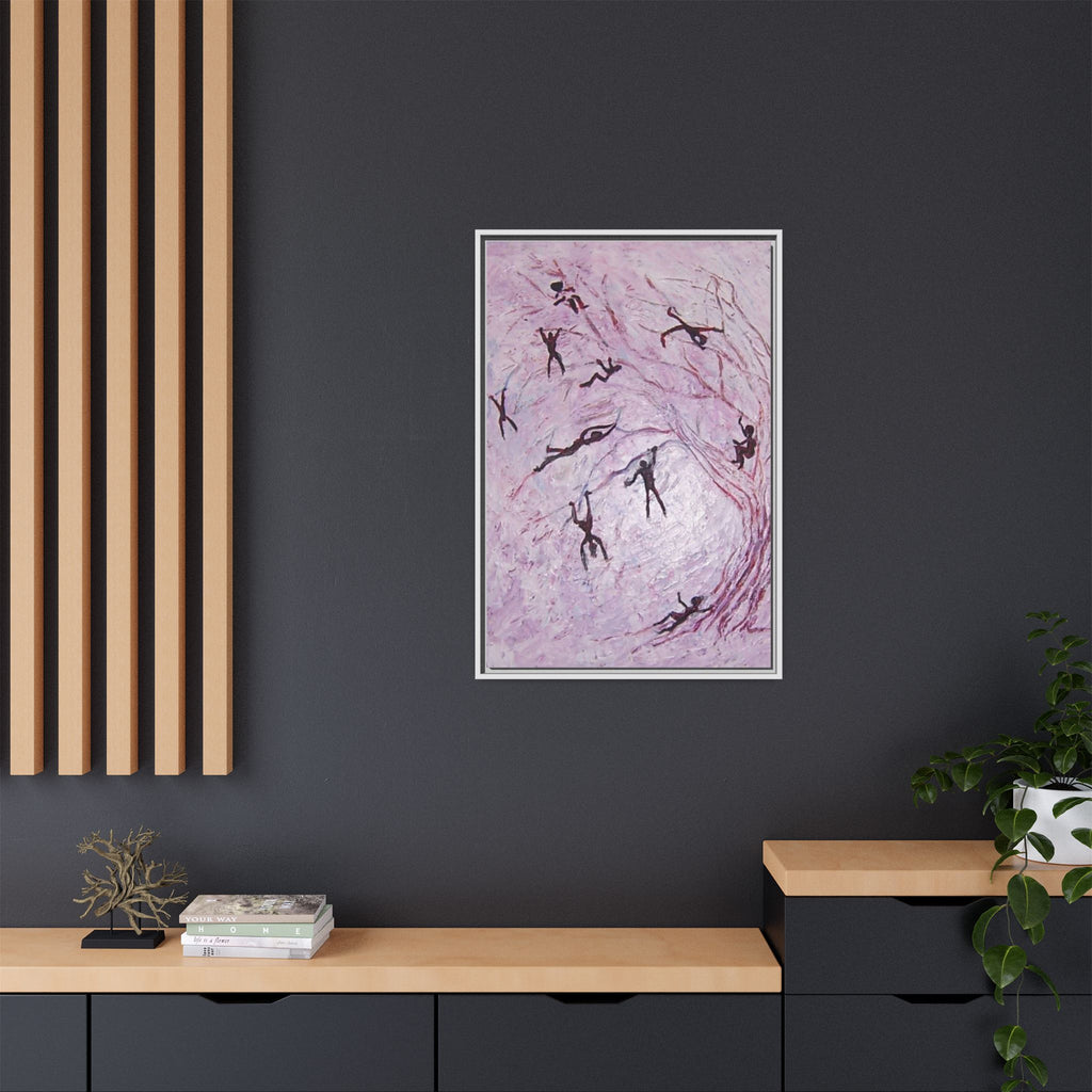 Abstract Falling Figures Matte Canvas Print (Framed)