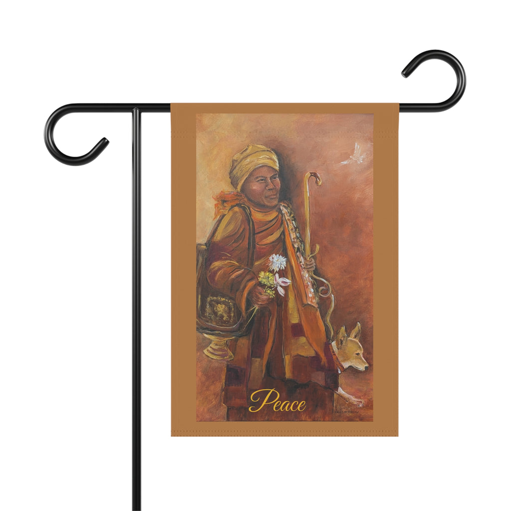 Peaceful Monk Garden Flag – Spiritual Art House Banner
