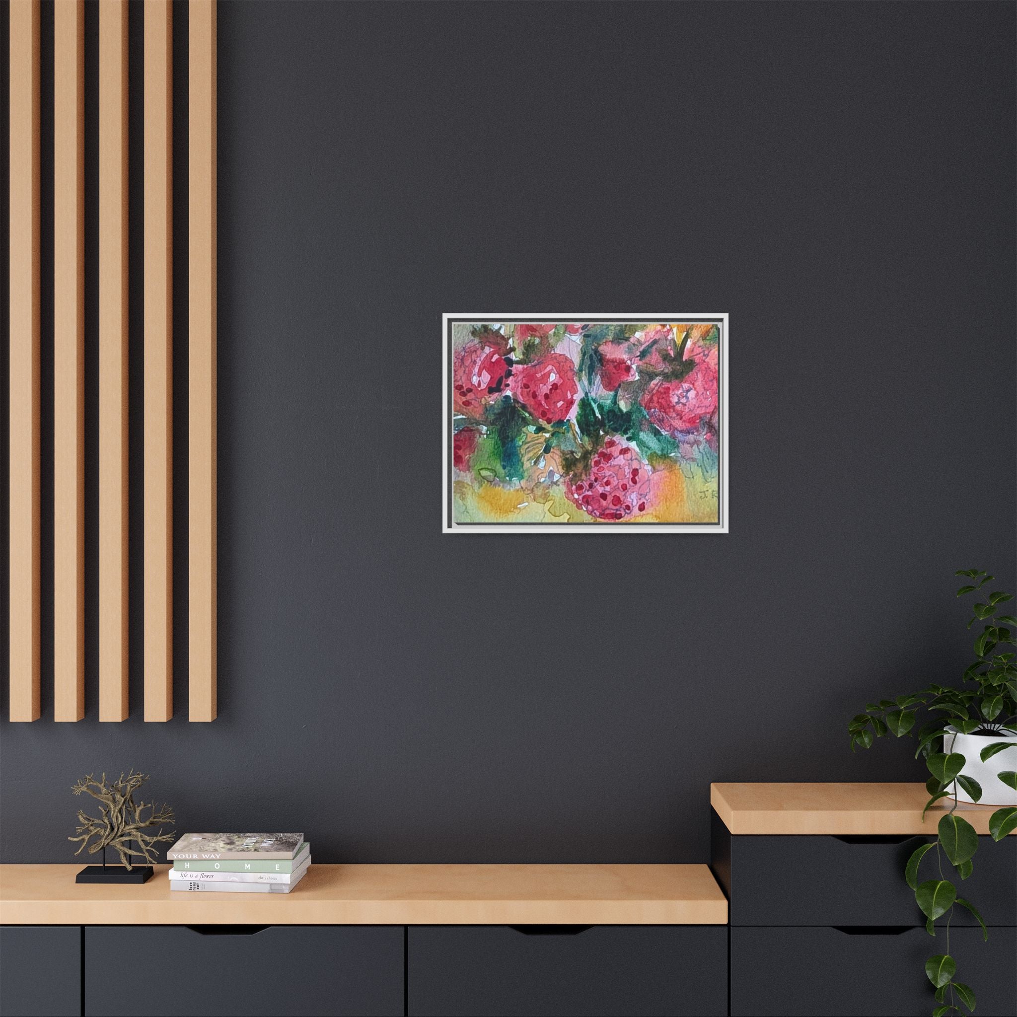 Raspberry Patch Still Life Framed Matte Canvas Print