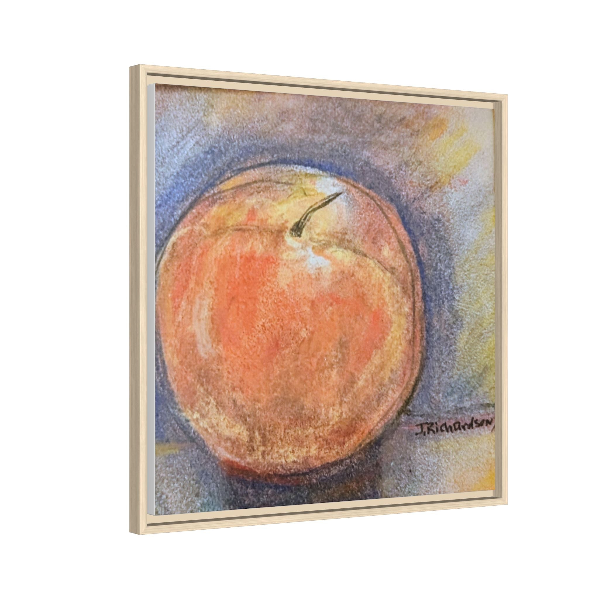 Peach Pastel Painting Framed Matte Canvas