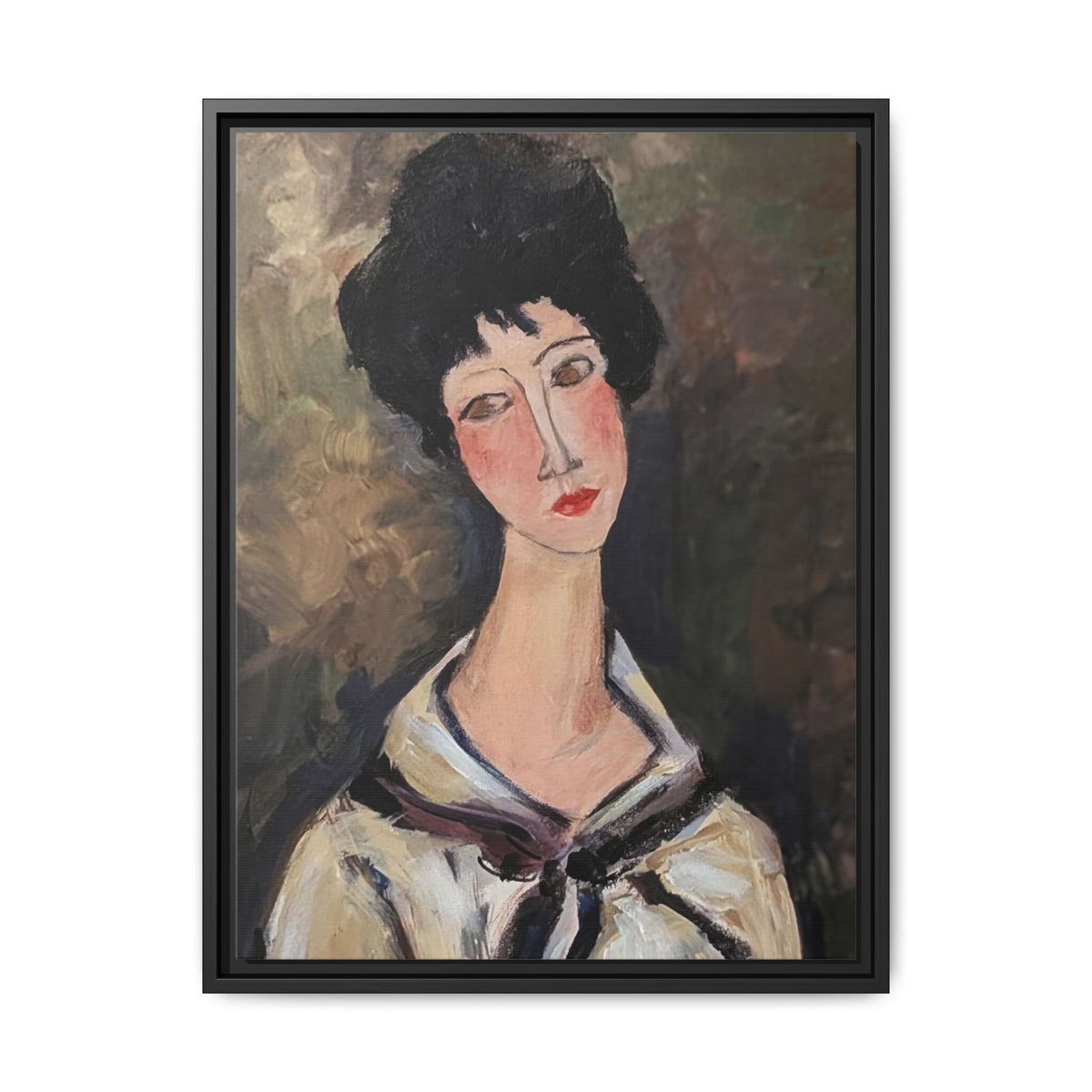 Framed Matte Canvas Print – Modigliani‑Style Portrait Art