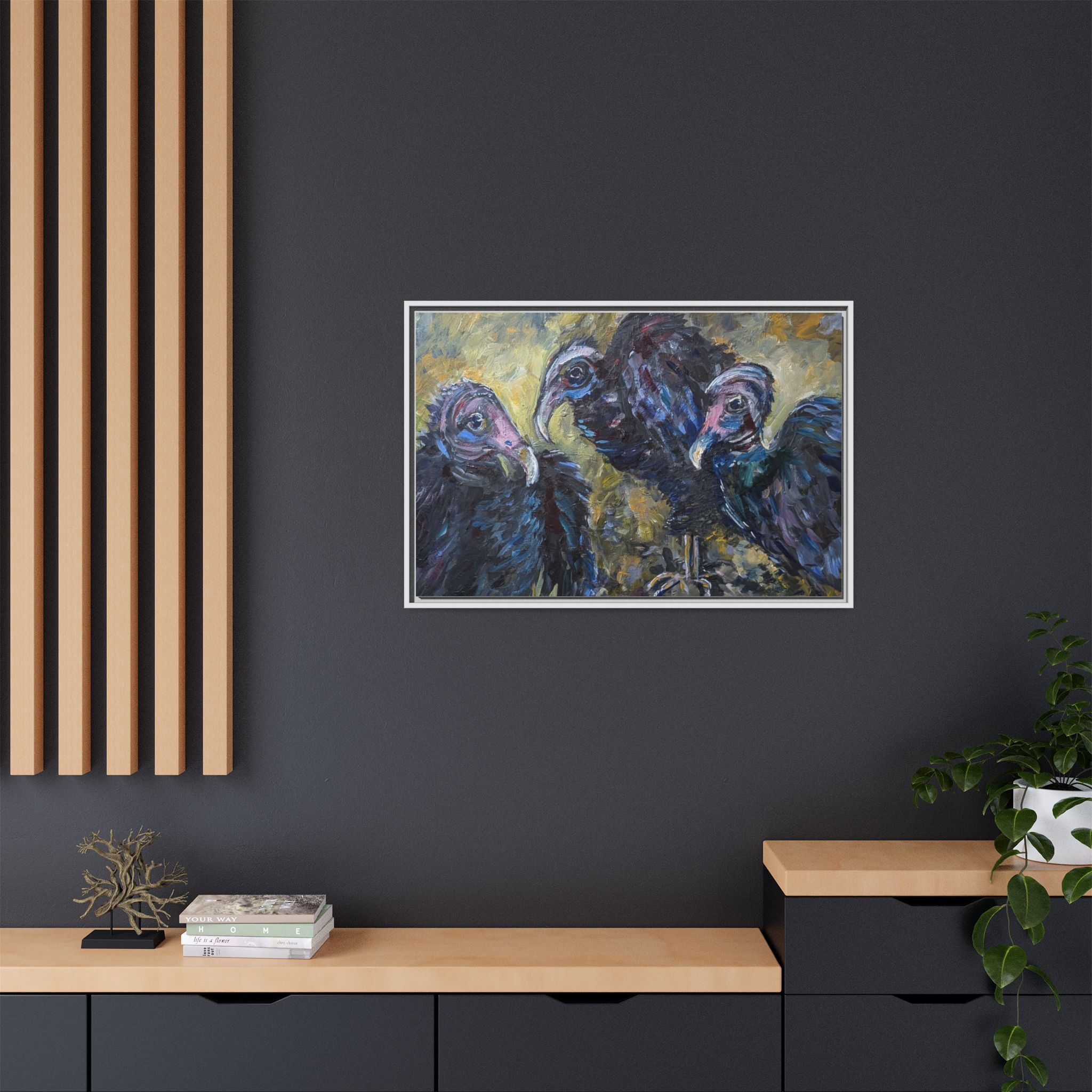Three Vultures Painting Matte Canvas