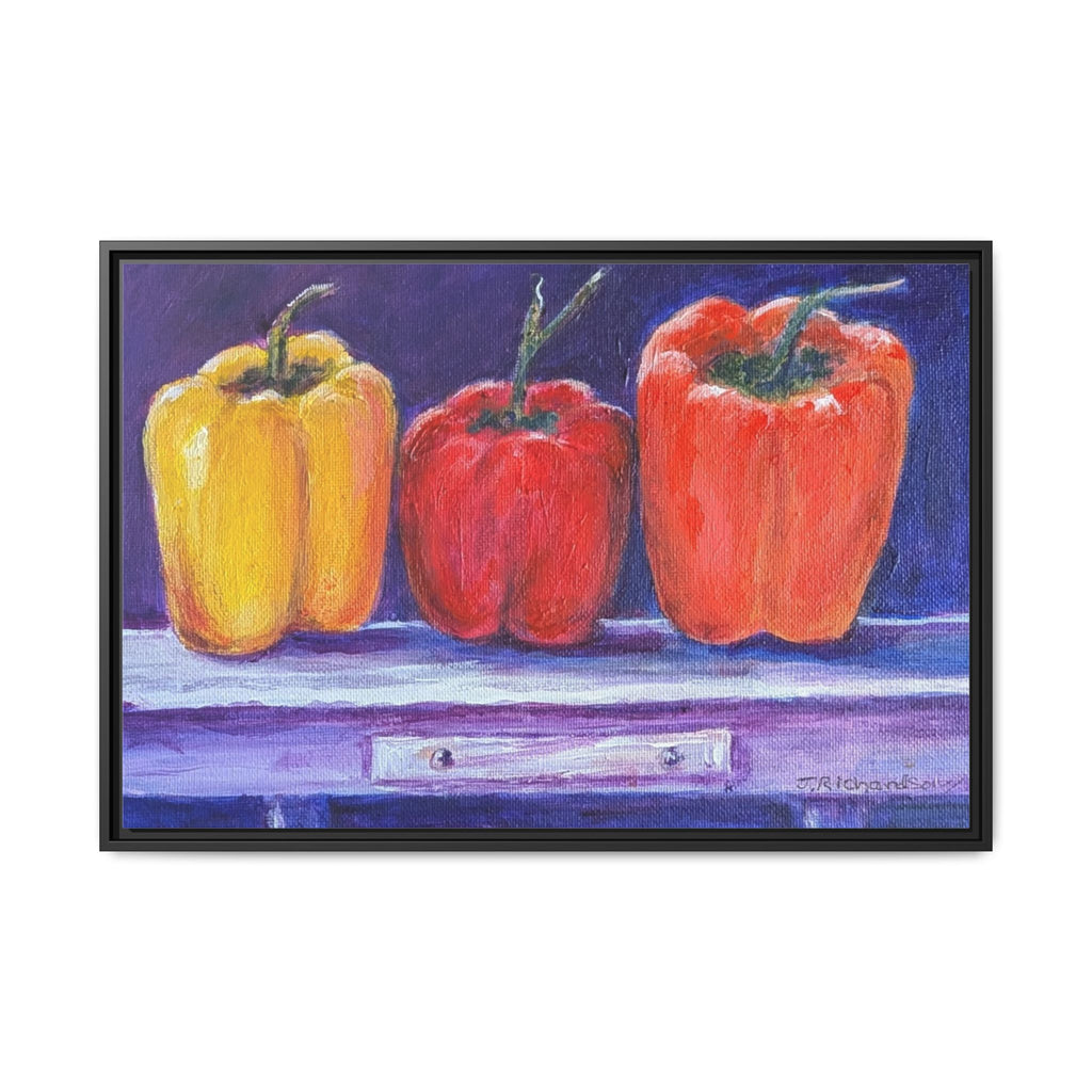 Framed Canvas Print - Colorful Bell Peppers Still Life