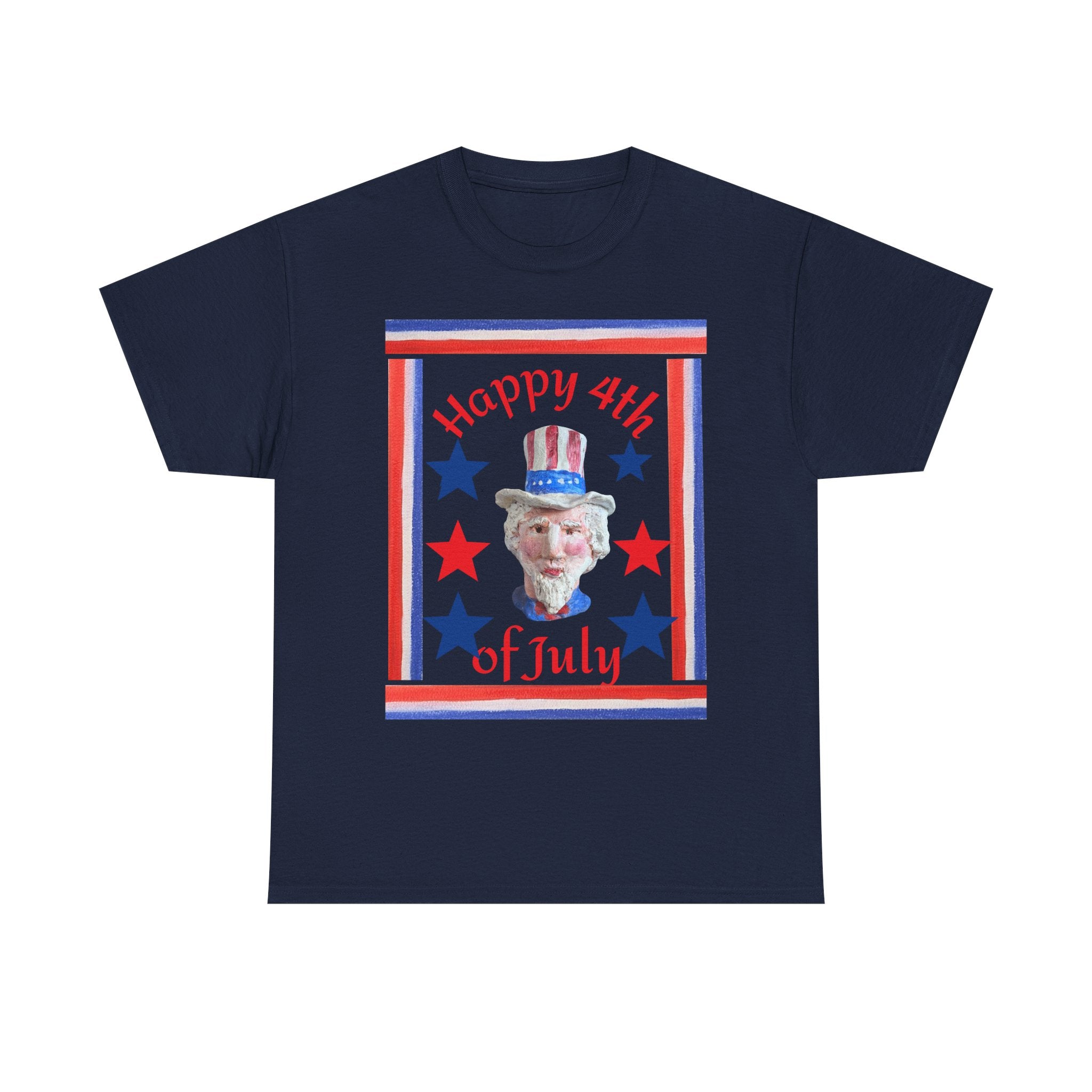 4th of July Patriotic T-Shirt — "Happy 4th of July" Uncle Sam Design