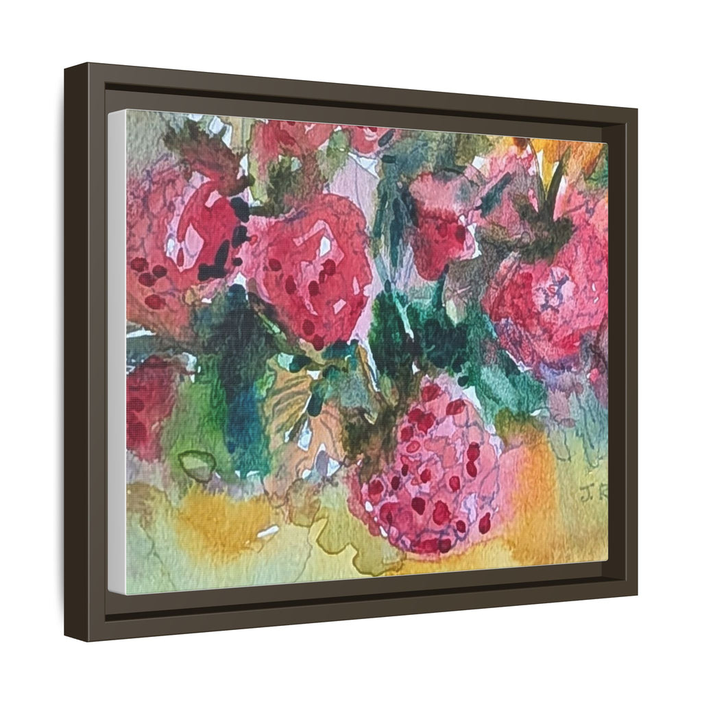 Raspberry Patch Still Life Framed Matte Canvas Print