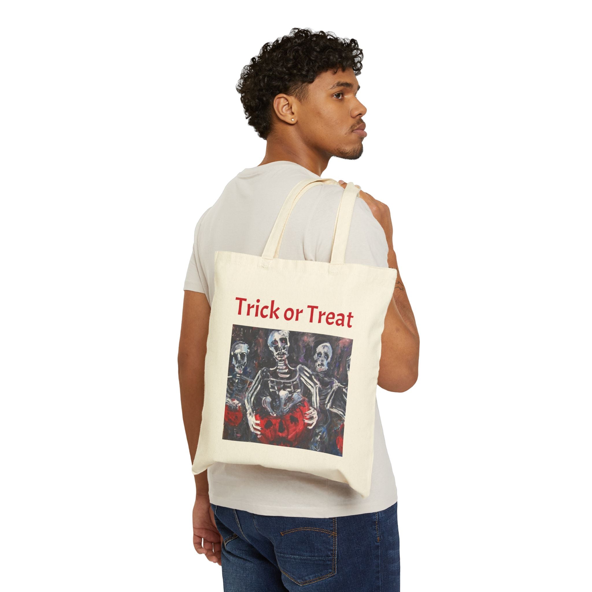 Trick or treat tote bag |2 sided print Halloween canvas tote