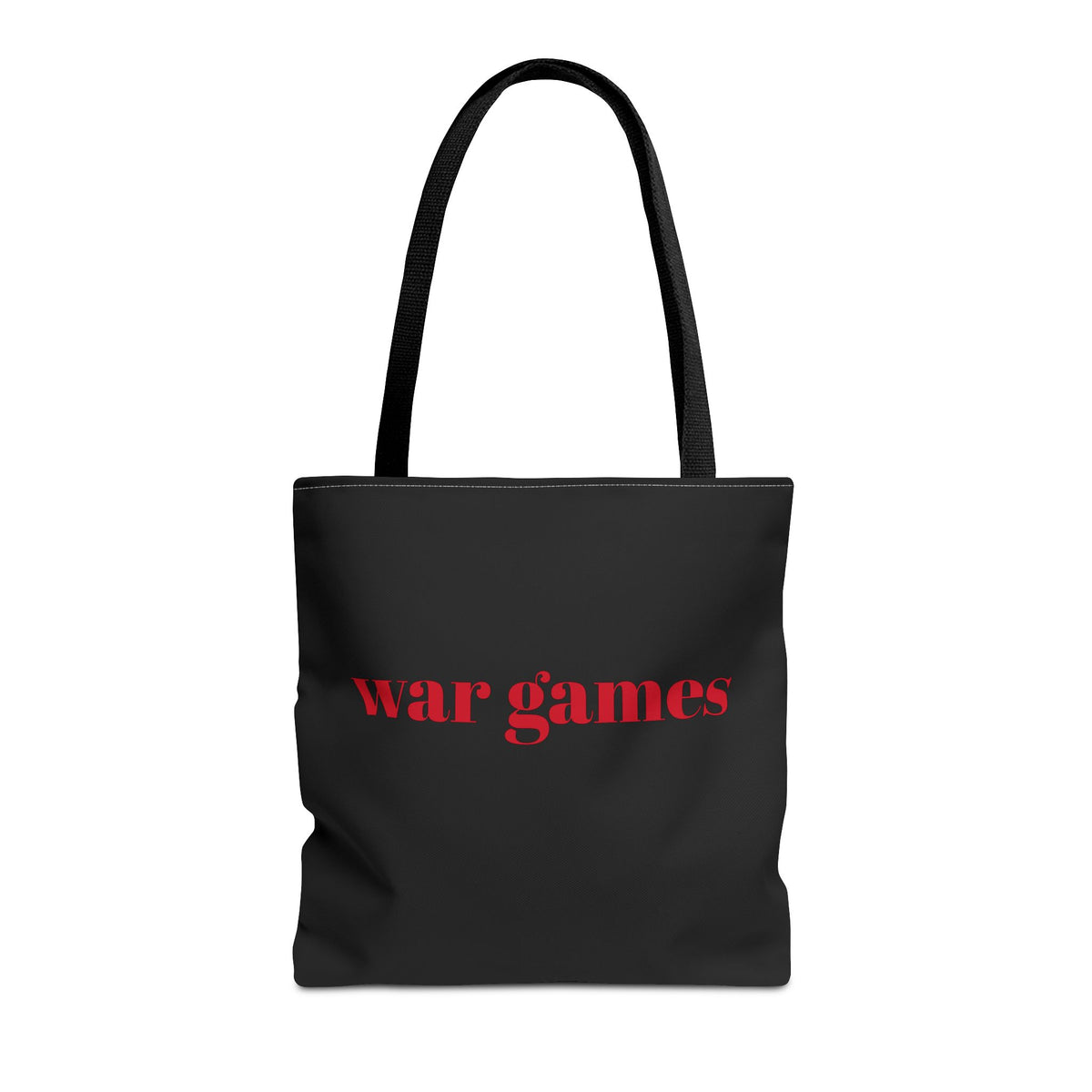 Tote Bag — 'war games' Red Text Graphic Tote