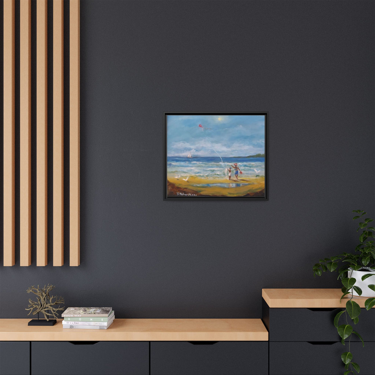 Red Kite Oceanside Framed Matte Canvas Wall Art