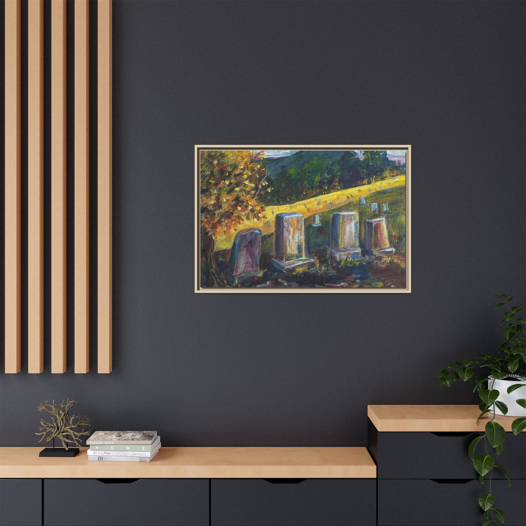 Framed Matte Canvas – Autumn Cemetery Landscape Art Print