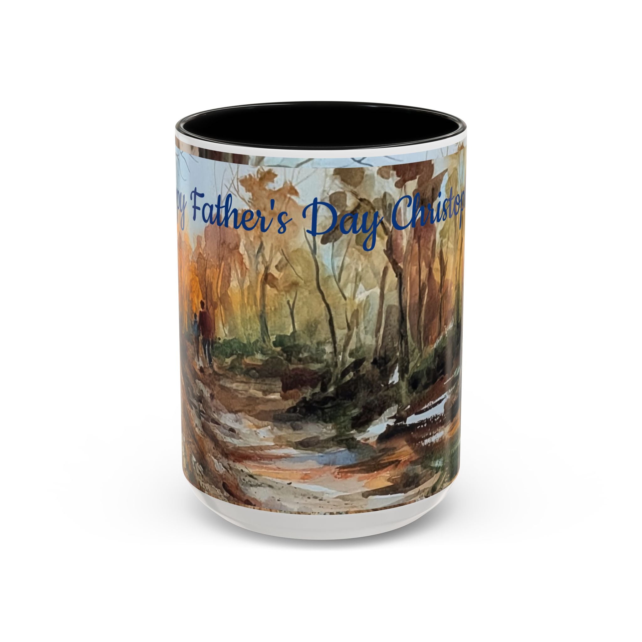 Autumn Woodland Coffee Mug — Painterly Fall Forest Trail Accent Mug