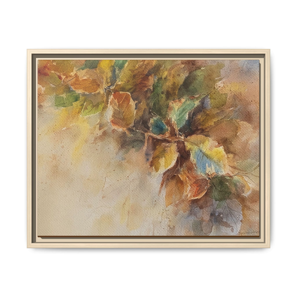 Framed  Autumn Leaves Matte Canvas Watercolor