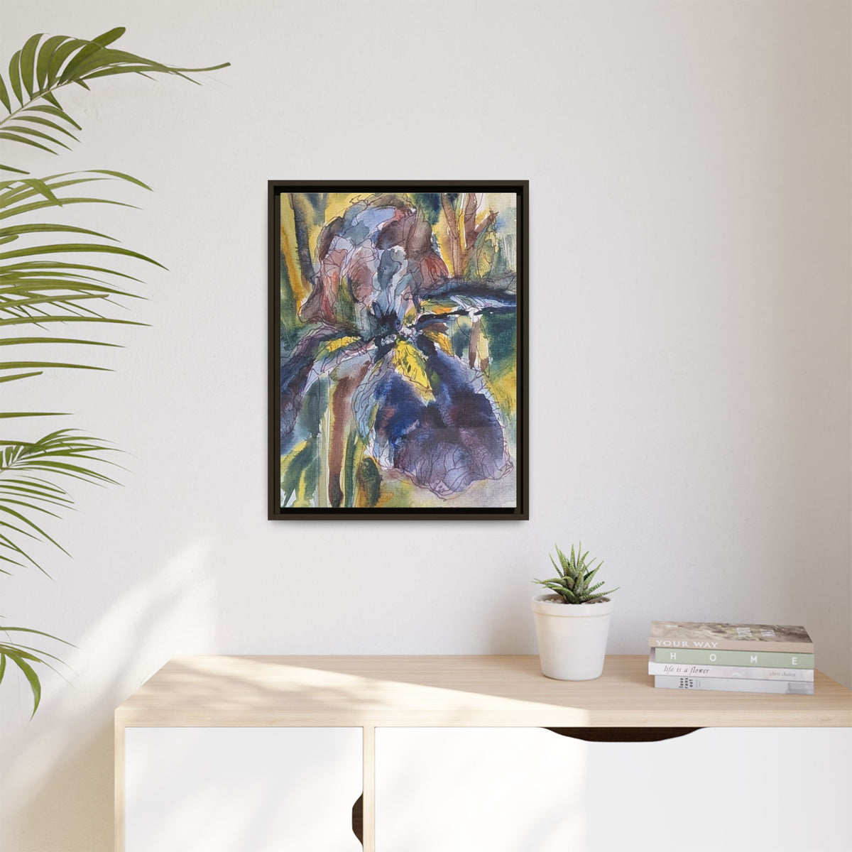 Framed Watercolor Iris Matte Canvas Wall Art