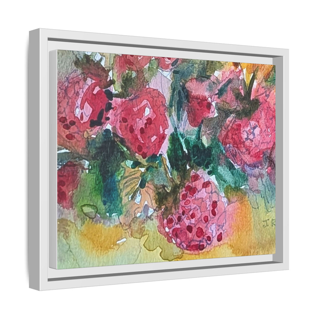 Raspberry Patch Still Life Framed Matte Canvas Print