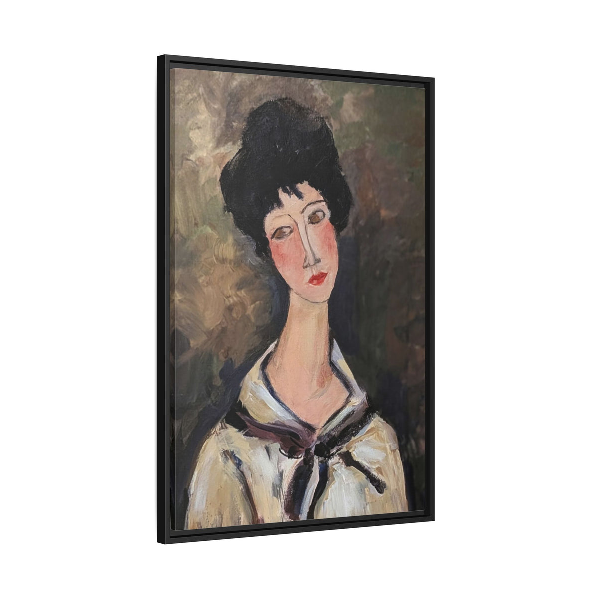 Framed Matte Canvas Print – Modigliani‑Style Portrait Art