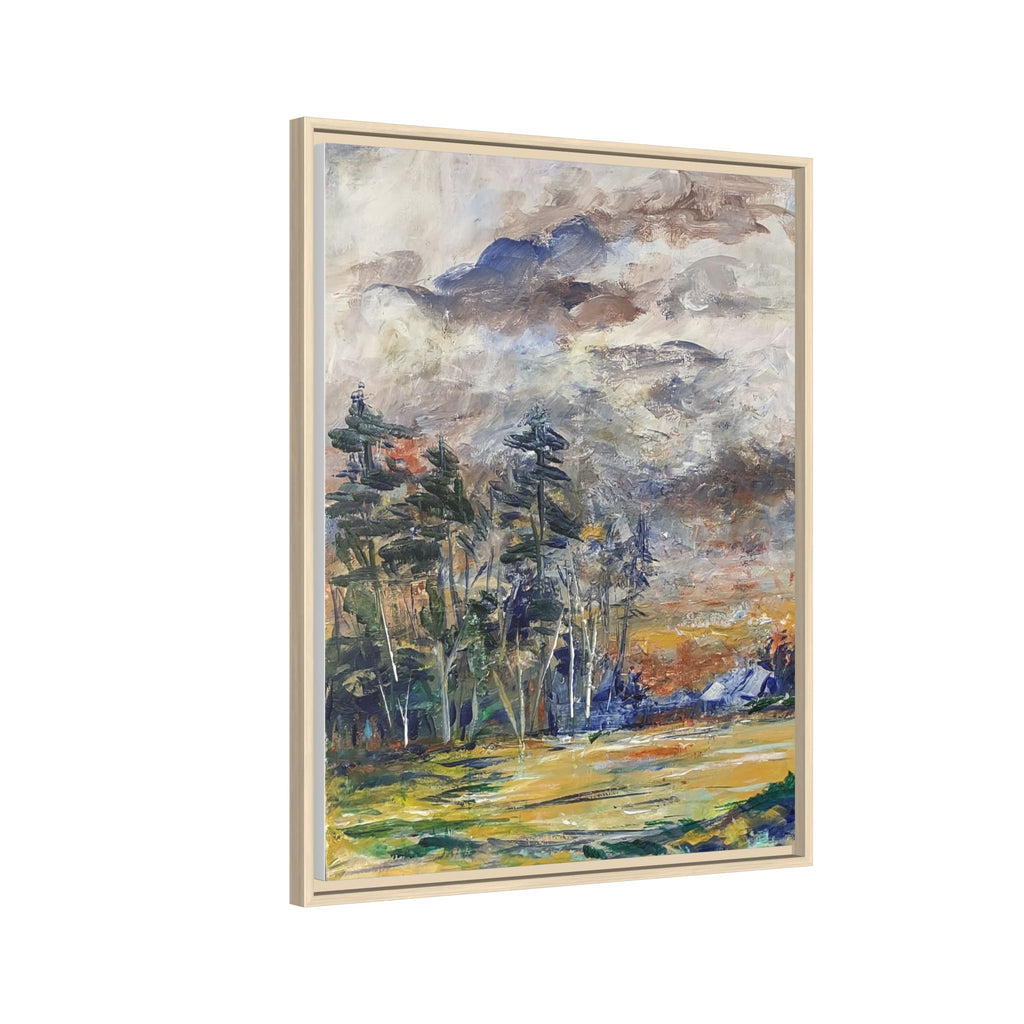 Framed Matte Canvas Landscape Print — Abstract Forest Meadow Wall Art