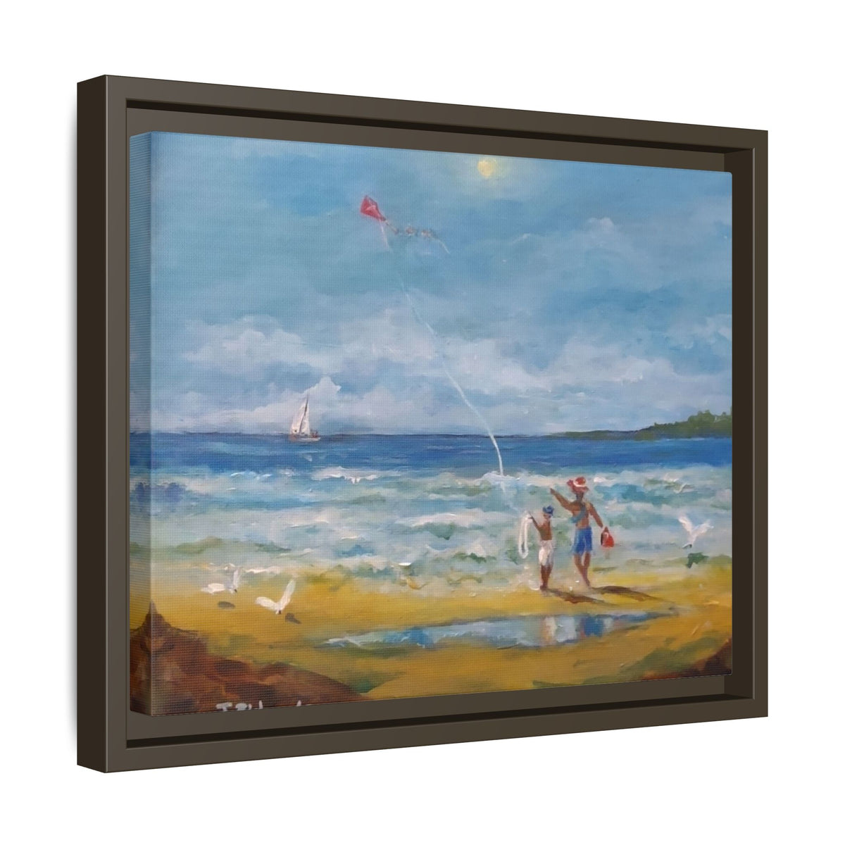 Red Kite Oceanside Framed Matte Canvas Wall Art