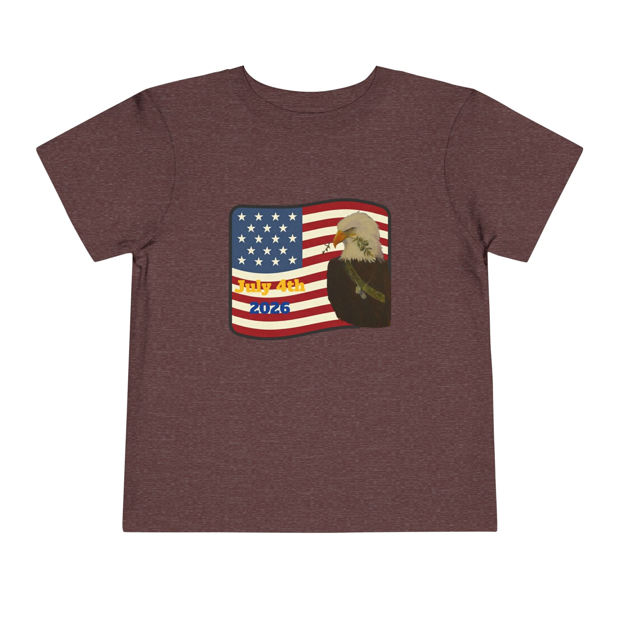July 4th Toddler Tee —2T - 5T Patriotic Bald Eagle "USA 2026" Graphic