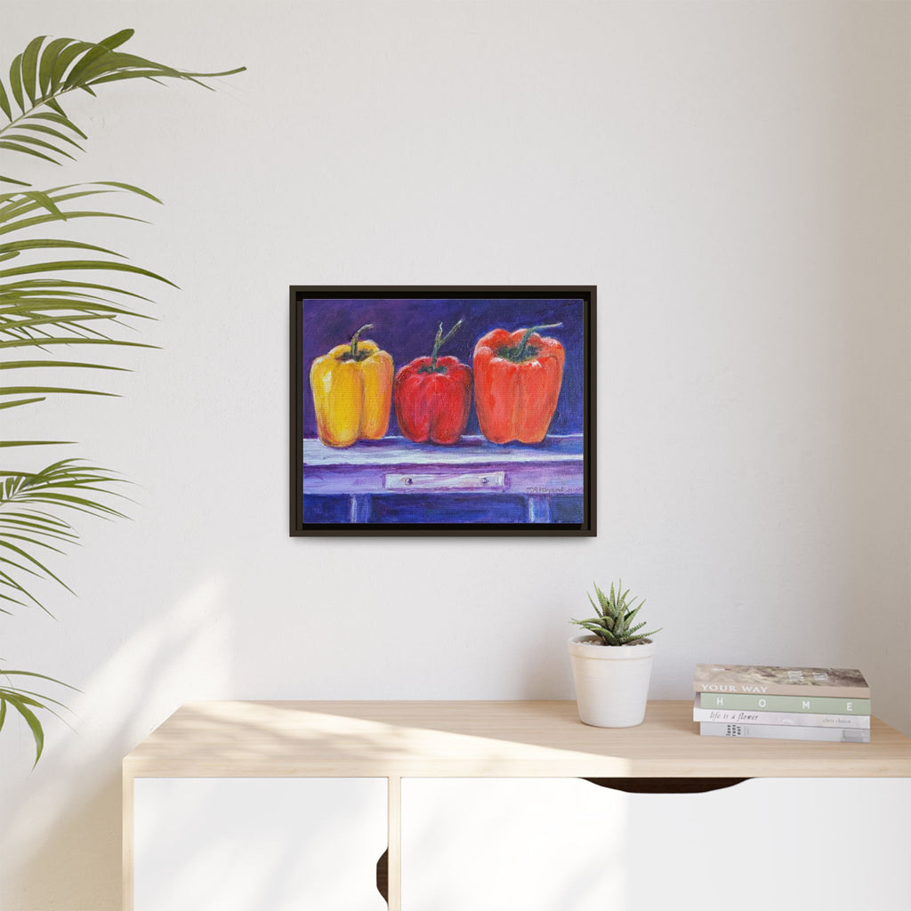 Framed Canvas Print - Colorful Bell Peppers Still Life