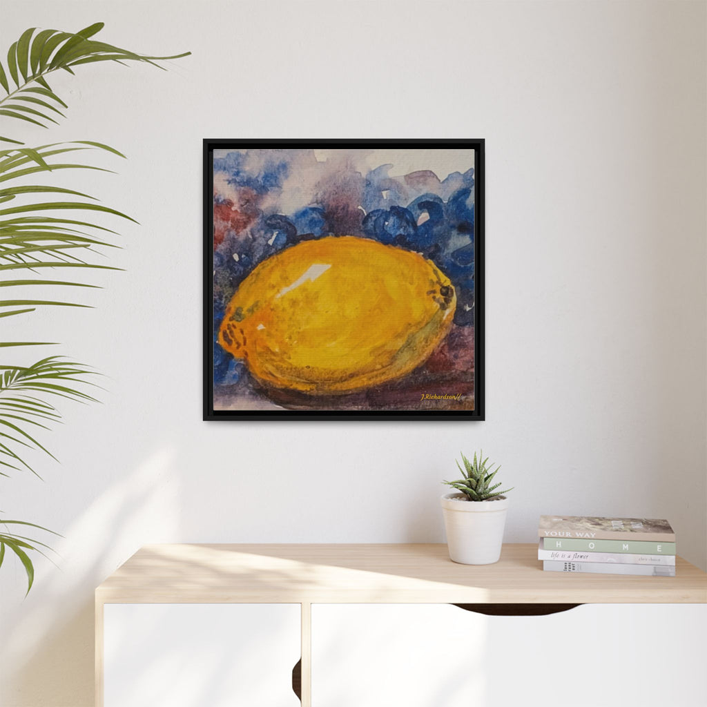 Lemon Grapes Pastel Painting Framed Matte Canvas