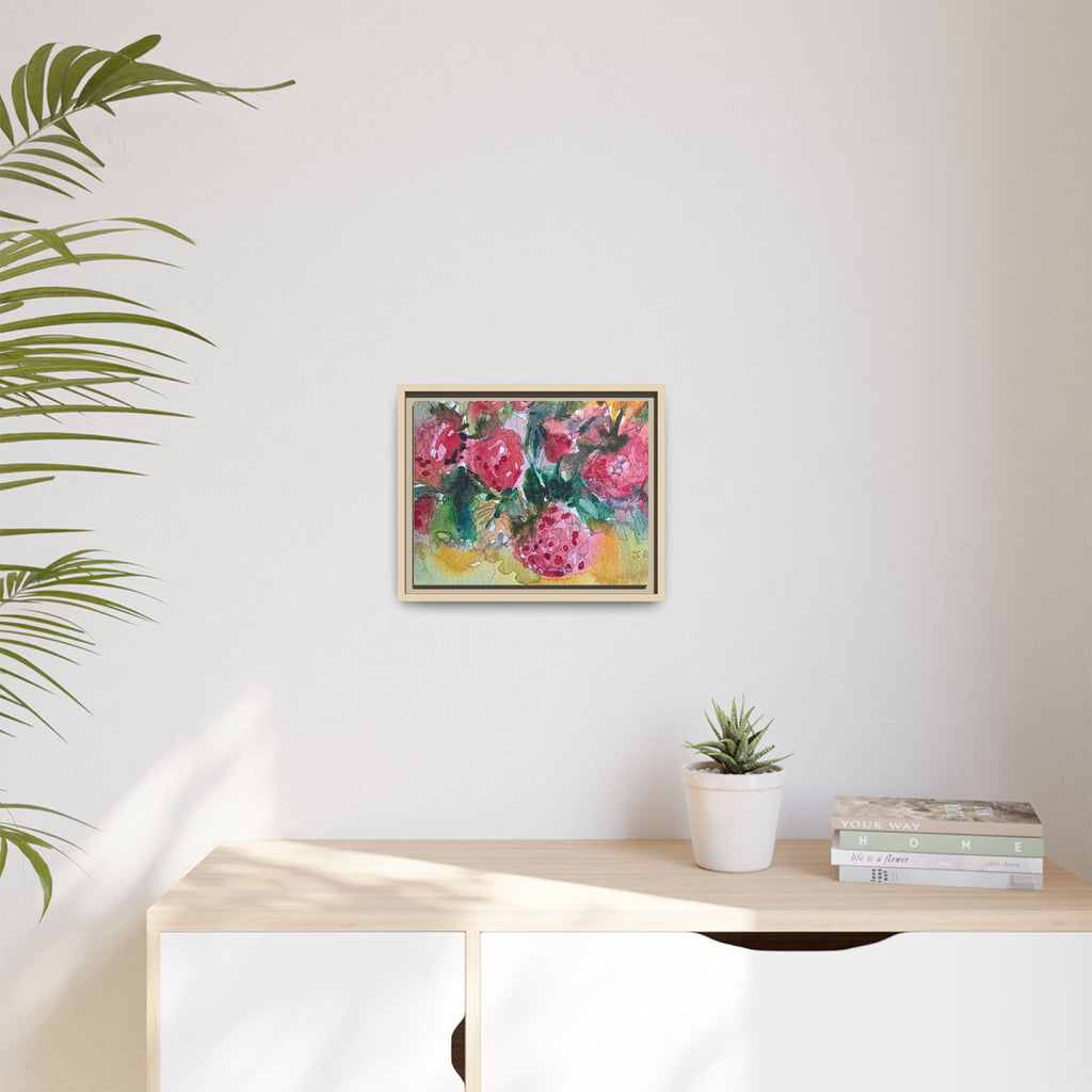 Raspberry Patch Still Life Framed Matte Canvas Print