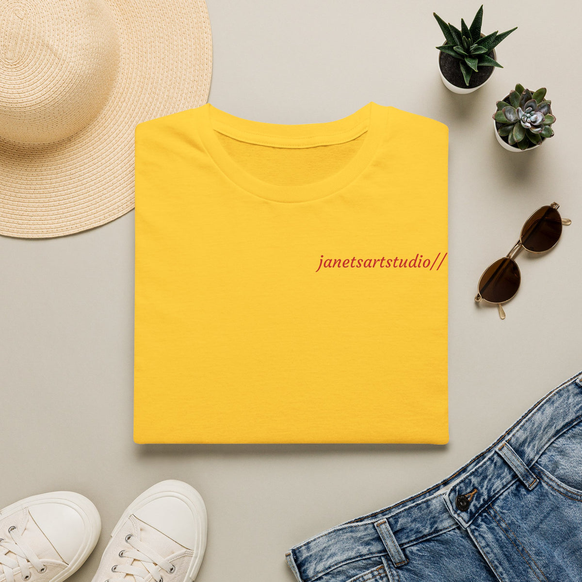 Yellow Pepper painting printed T-Shirt | Minimal Small Chest Logo