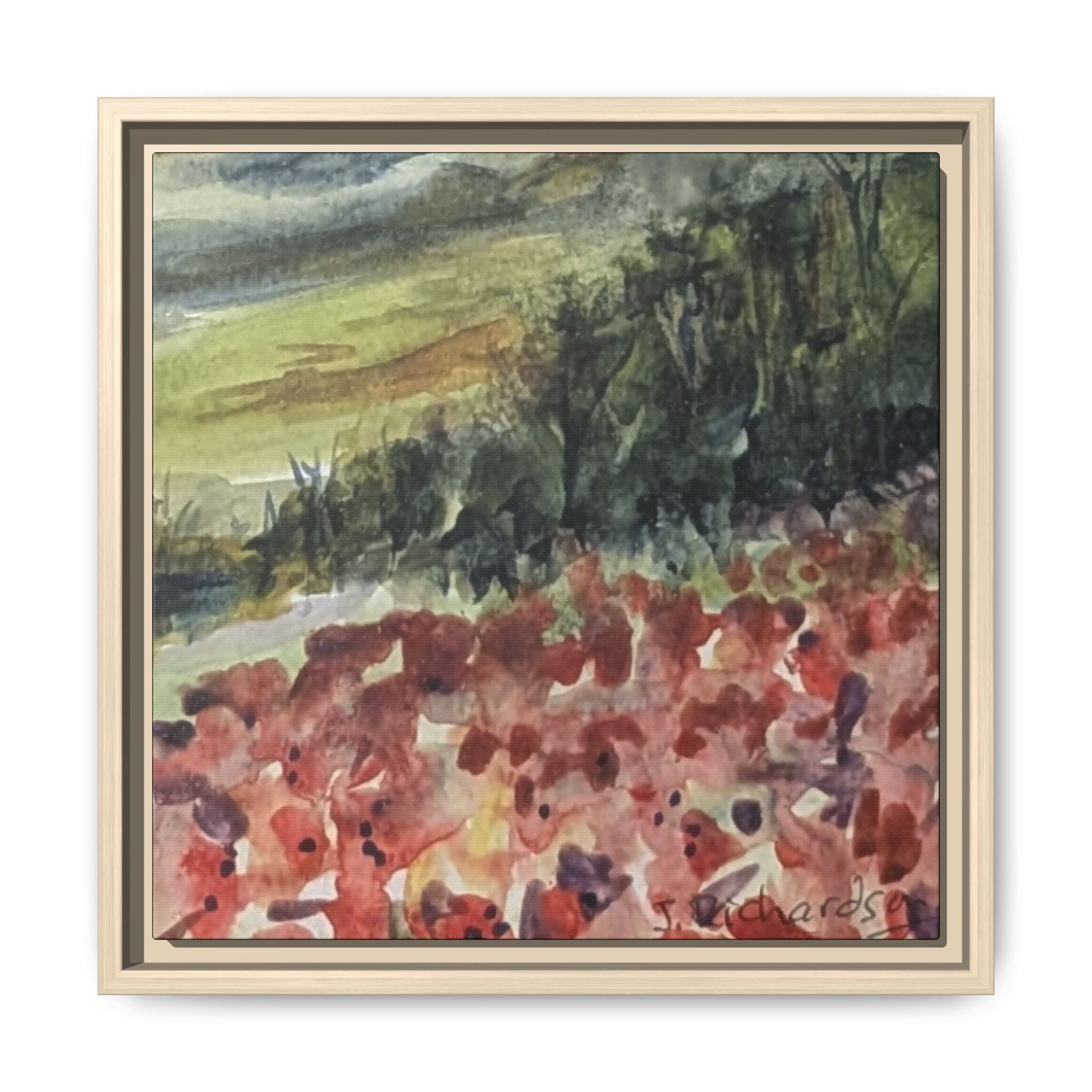 Framed Poppies landscape Matte Canvas,   Multi-color frames)