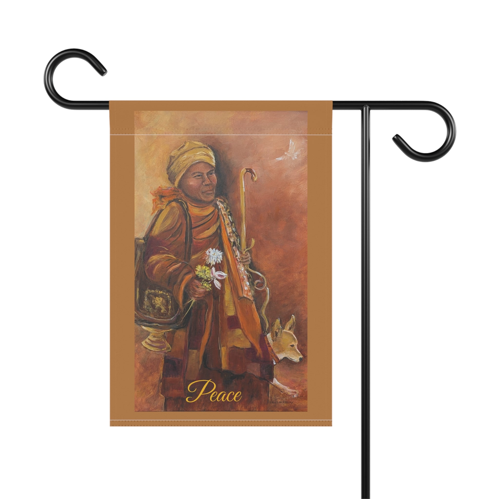Peaceful Monk Garden Flag – Spiritual Art House Banner