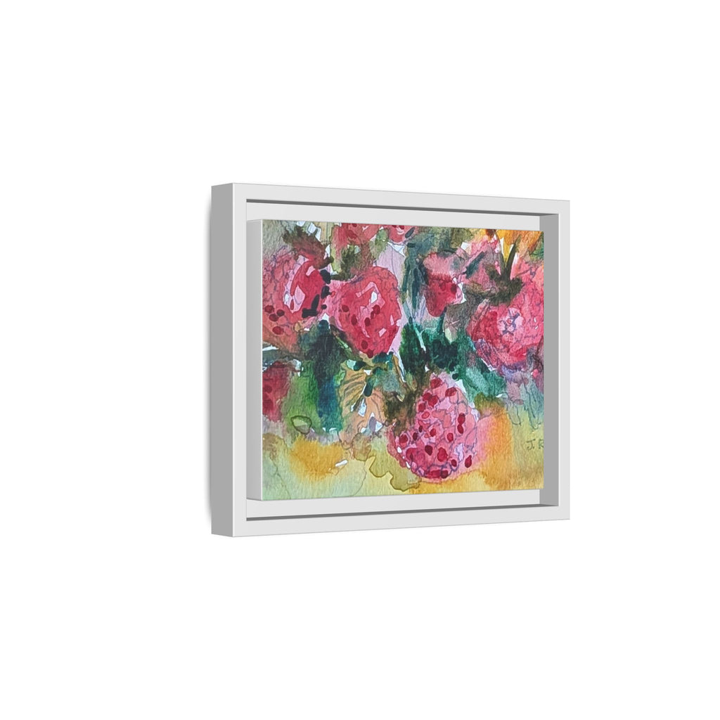 Raspberry Patch Still Life Framed Matte Canvas Print