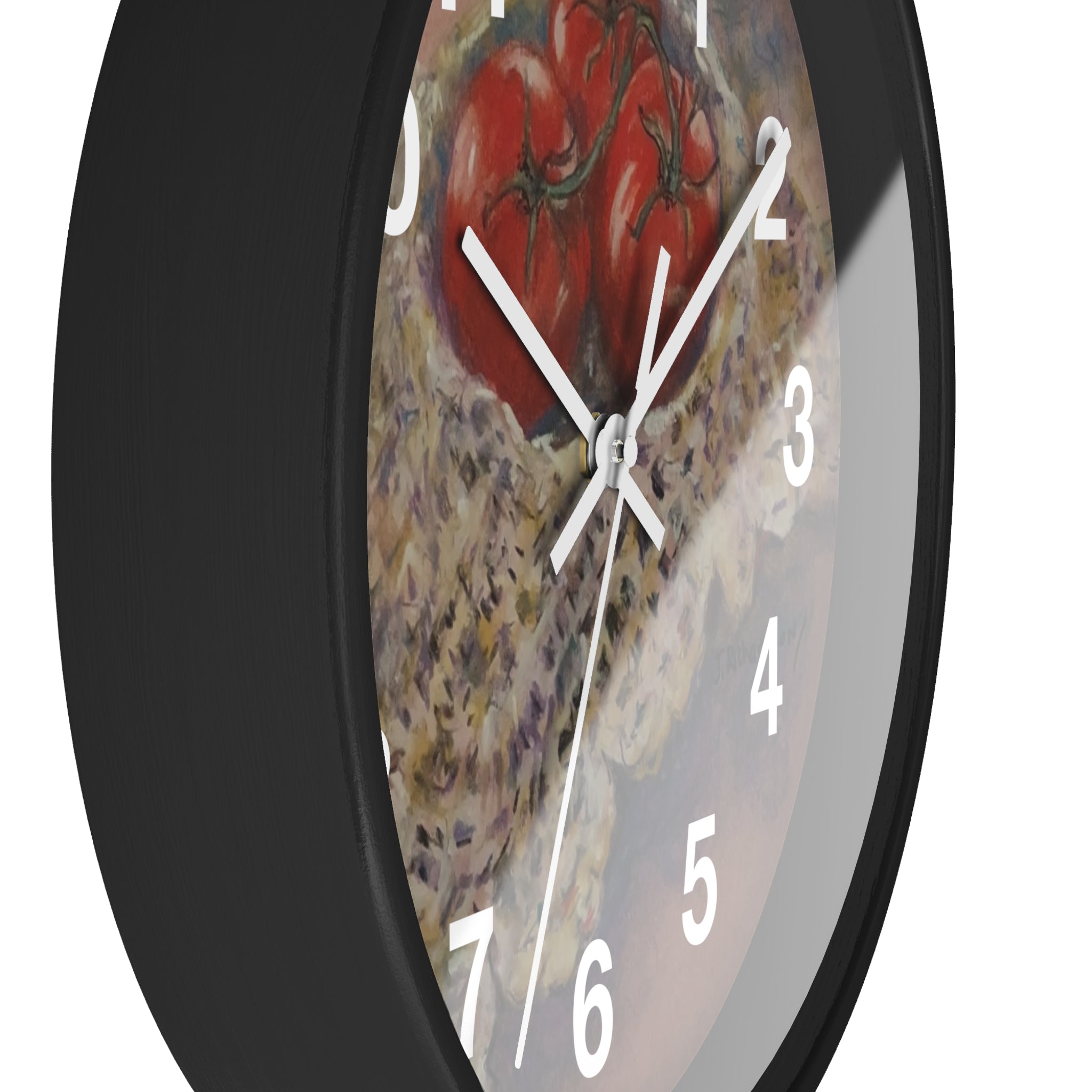 Tomato Still Life Wall Clock — Rustic Kitchen Art Clock