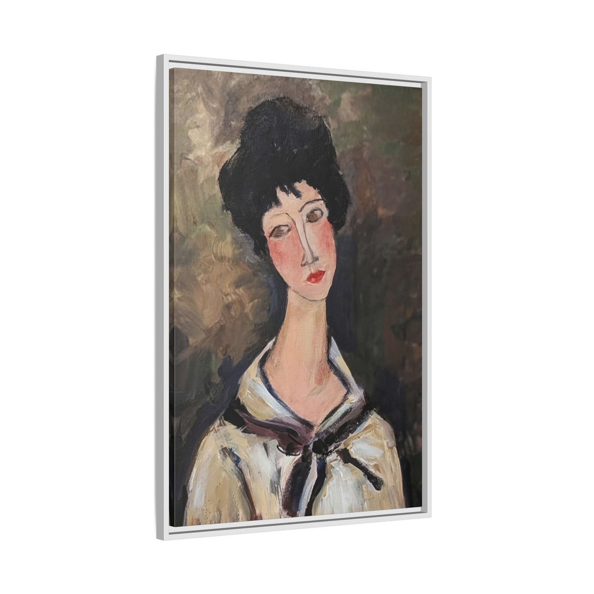 Framed Matte Canvas Print – Modigliani‑Style Portrait Art